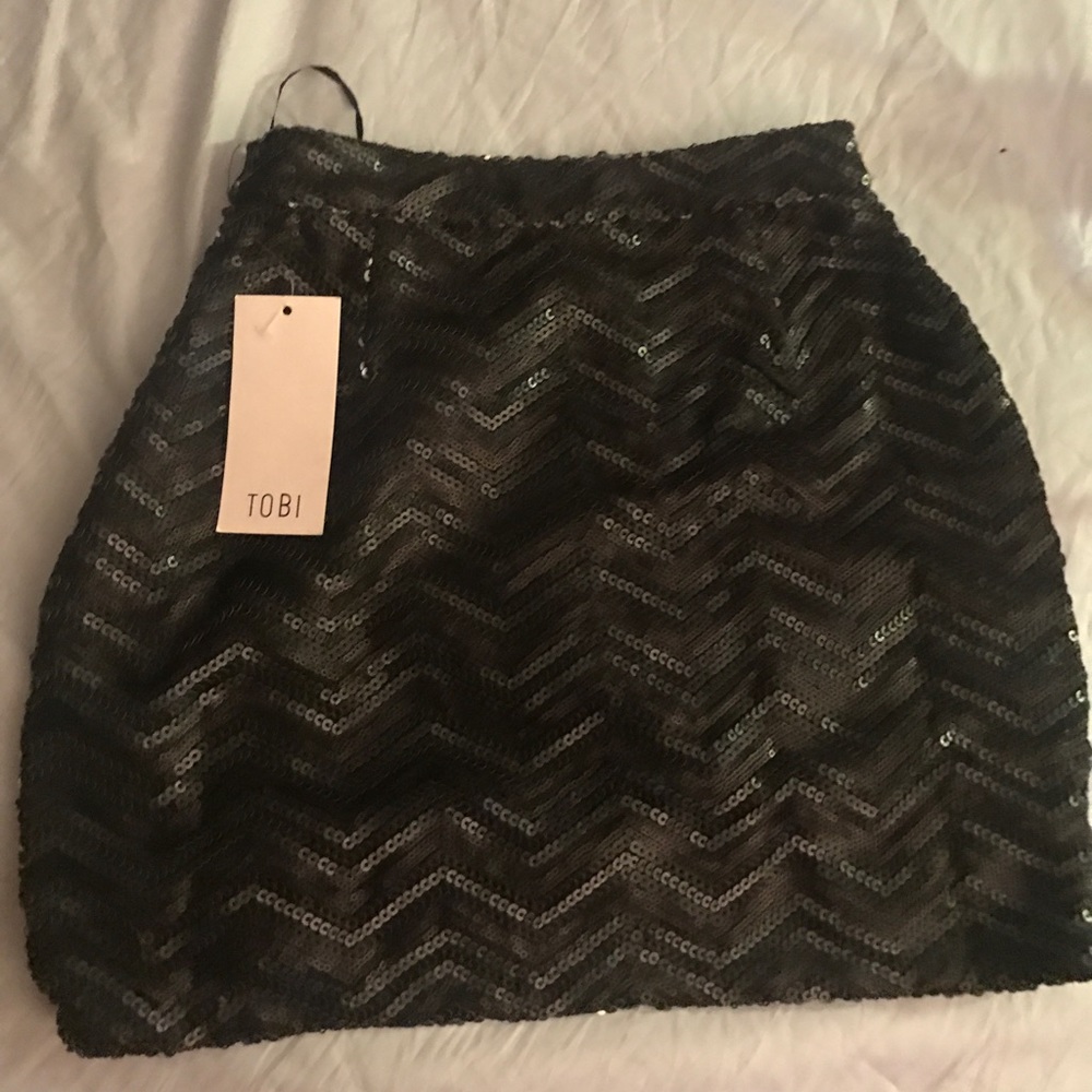 Black mini sequin skirt
