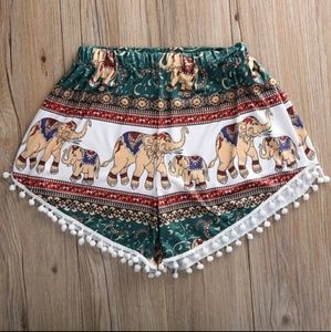 Boho elephant pom pom shorts