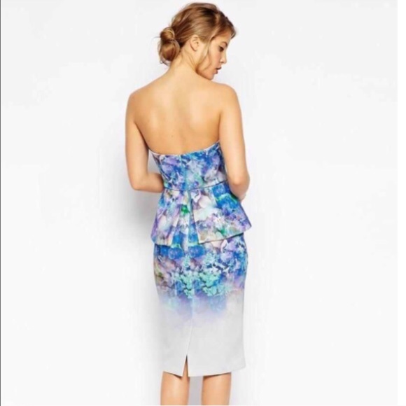 ASOS Floral Peplum Strapless Dress - Picture 2 of 4