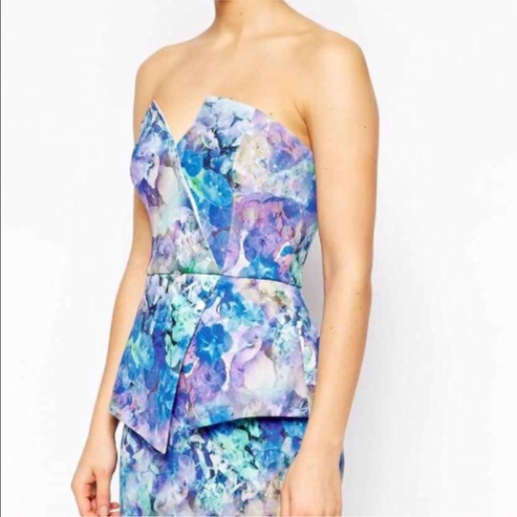 ASOS Floral Peplum Strapless Dress - Picture 3 of 4