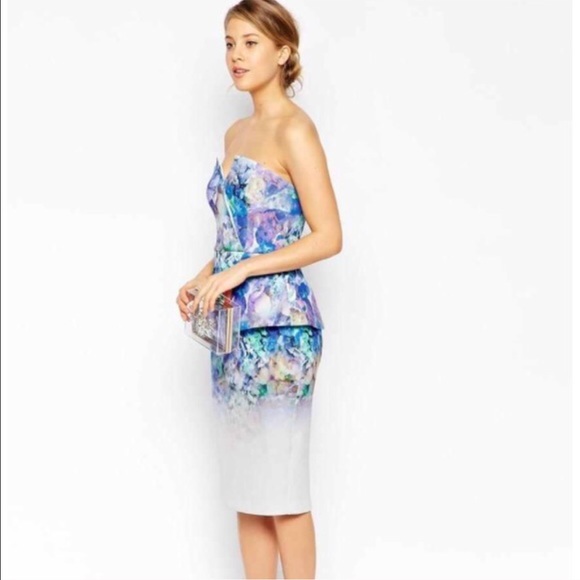 ASOS Floral Peplum Strapless Dress - Picture 4 of 4