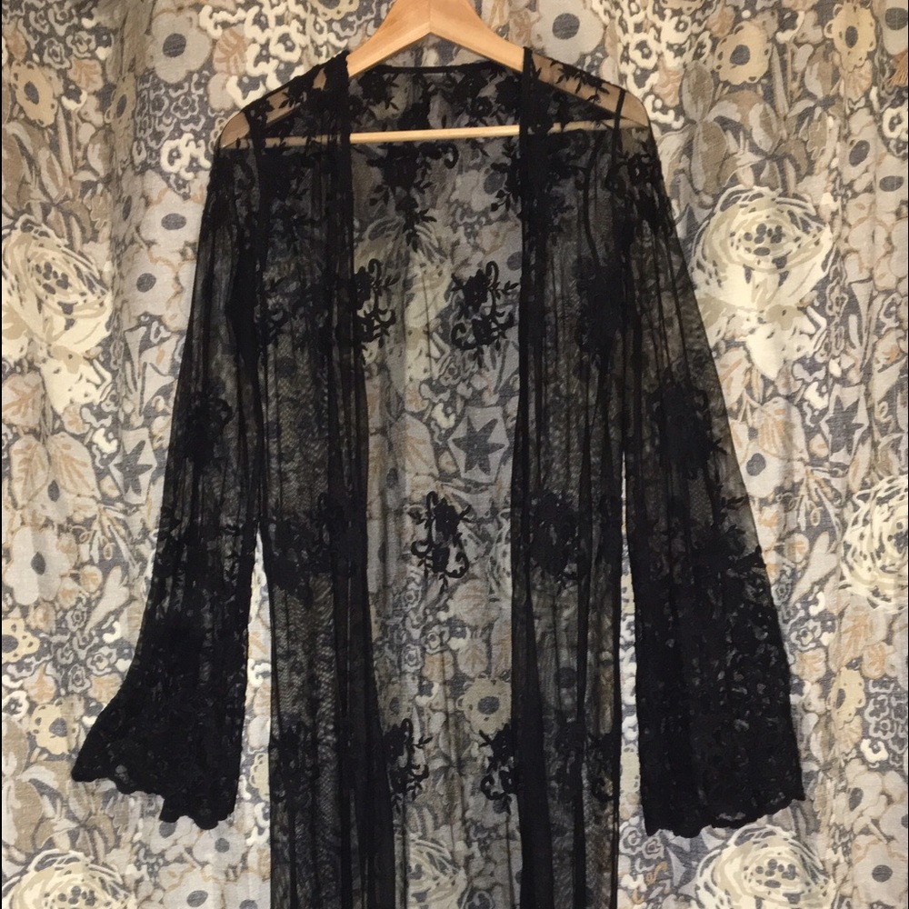 Sexy Black Lace Robe