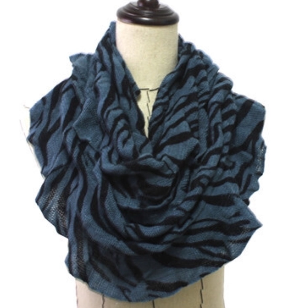 Blue and Black Zebra Print infinity scarf