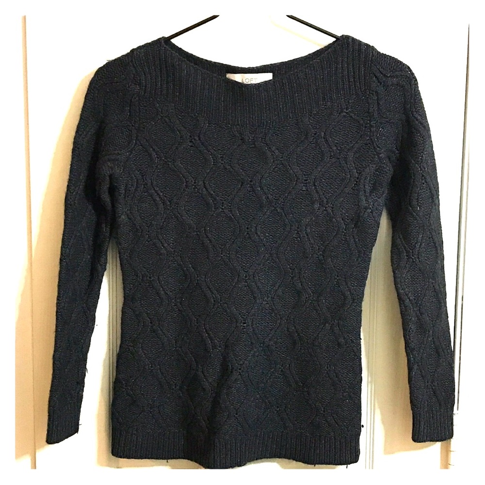 Ann Taylor LOFT Petite Gray Sweater 3/4 Sleeve