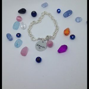 custom hand stamped bracelet with any charm chosen