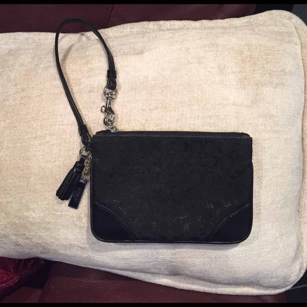 Coach Black shimmer wristlet