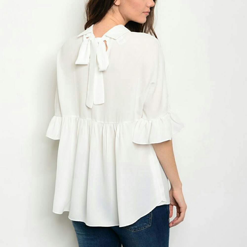 ❗LAST ONE❗WHITE COLLAR SHEER ILLUSION TOP - Picture 6 of 6
