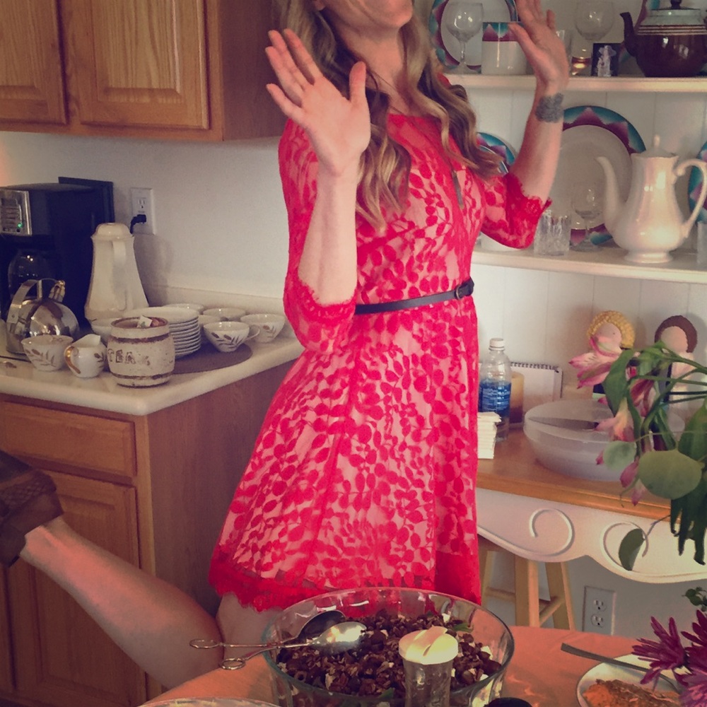 Free People Red Lace Dress Size 4