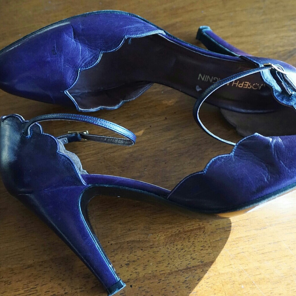 Joseph magnin Purple scalloped heel vintage RARE