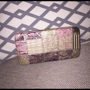 Mixed print wallet clutch