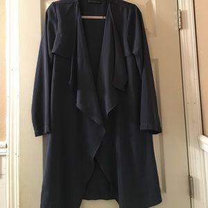 Long navy blue cardigan jacket