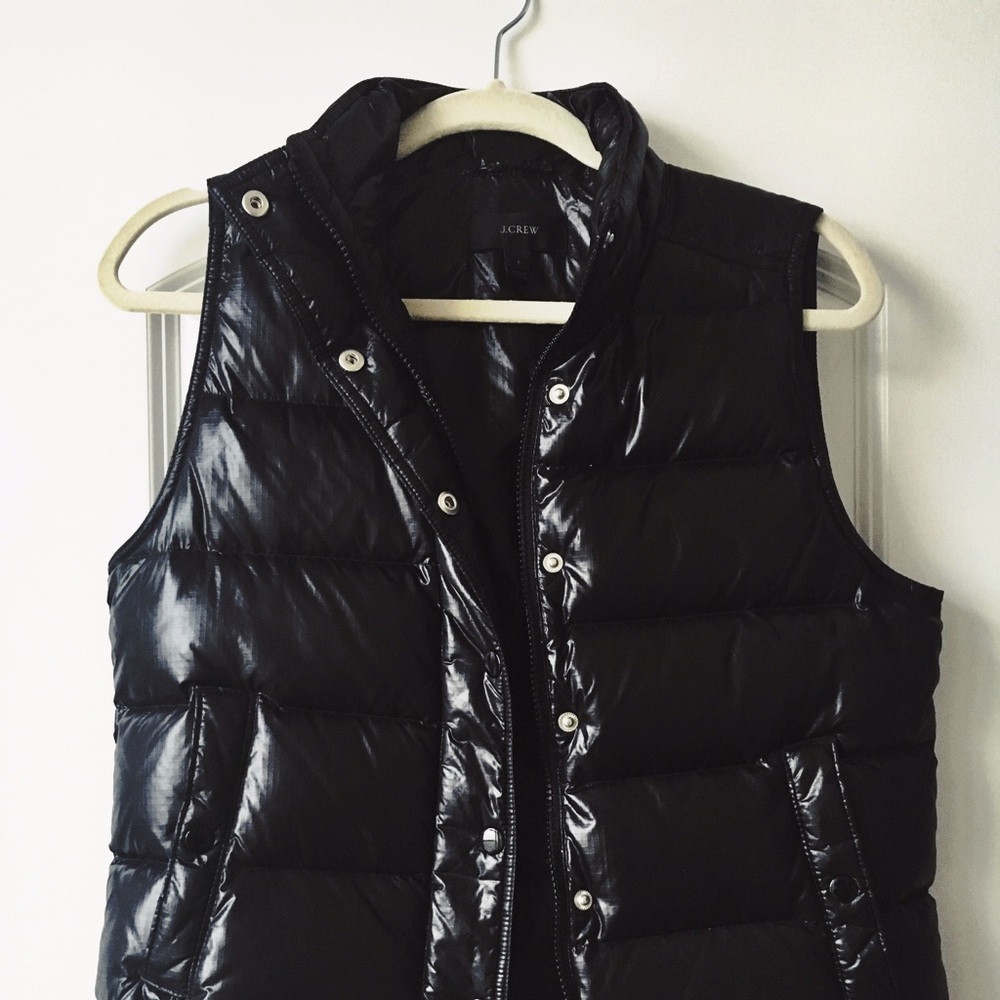 JCrew Black Shiny Puffer Vest