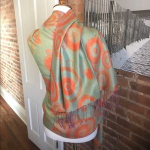 Orange/Aqua Pashmina