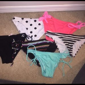 6 BIKINI BOTTOMS, WORN ONCE-TWICE EACH!!!!