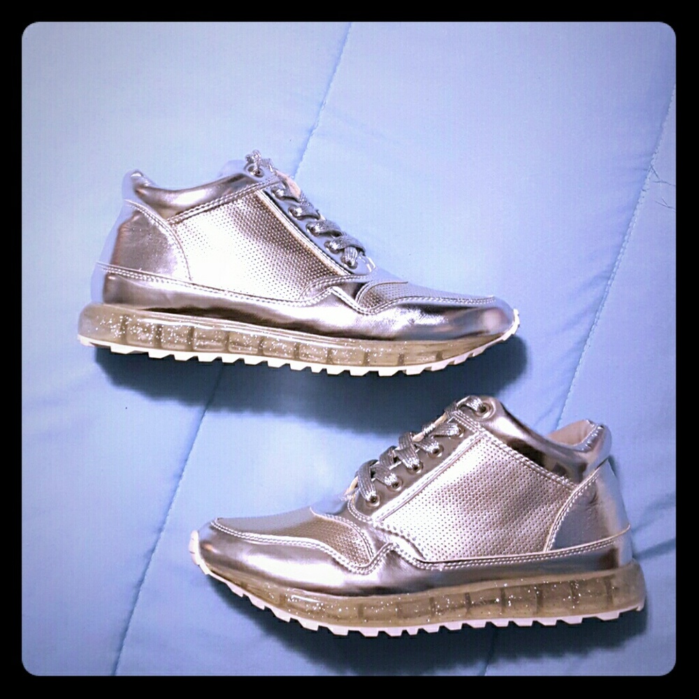 Metallic silver sneakers