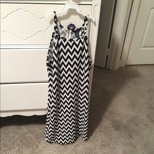 Black and white chevron halter dress