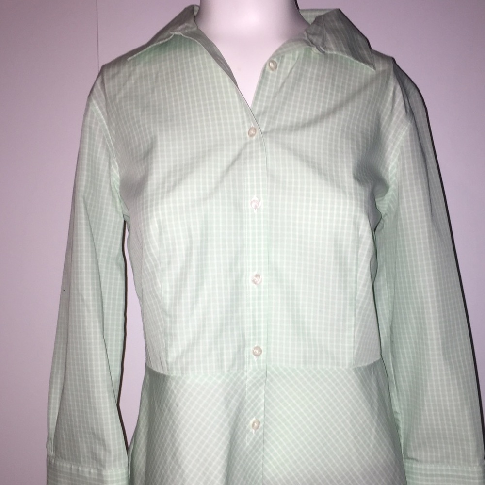 Green and White Checkered Button Down Shirt