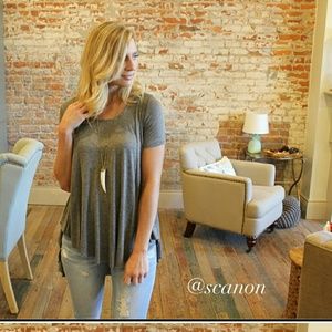 Charcoal Gray high low flowy top