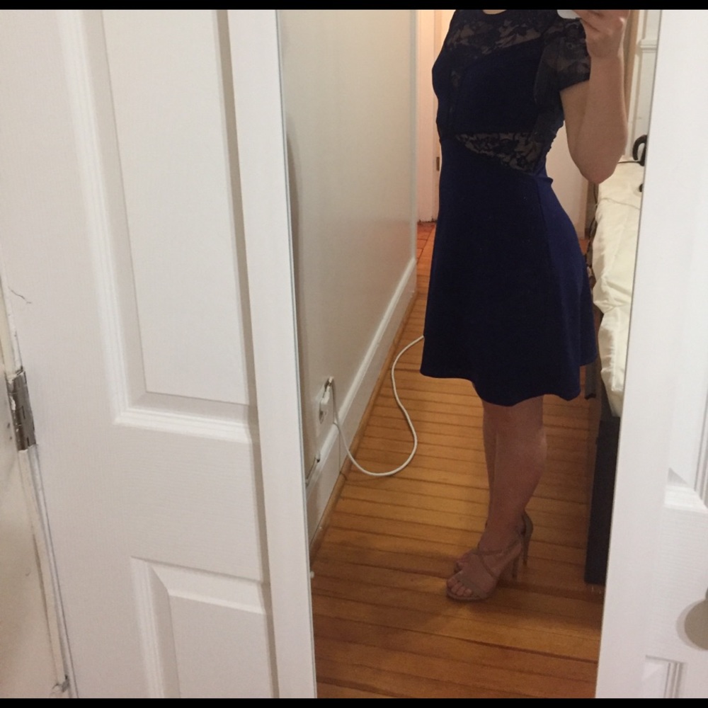 Navy Blue Cocktail Dress - lace