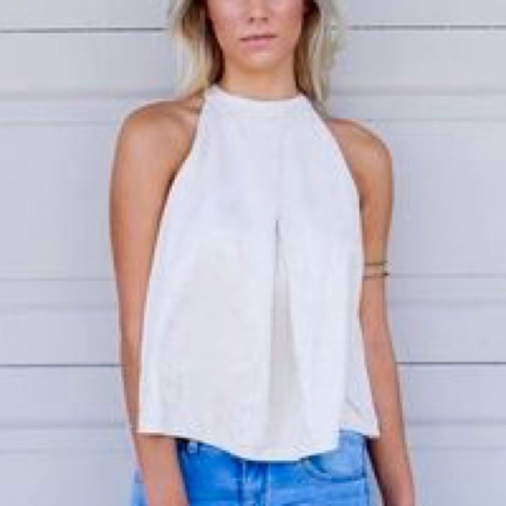 Hales Grove Stone Suede Halter Top