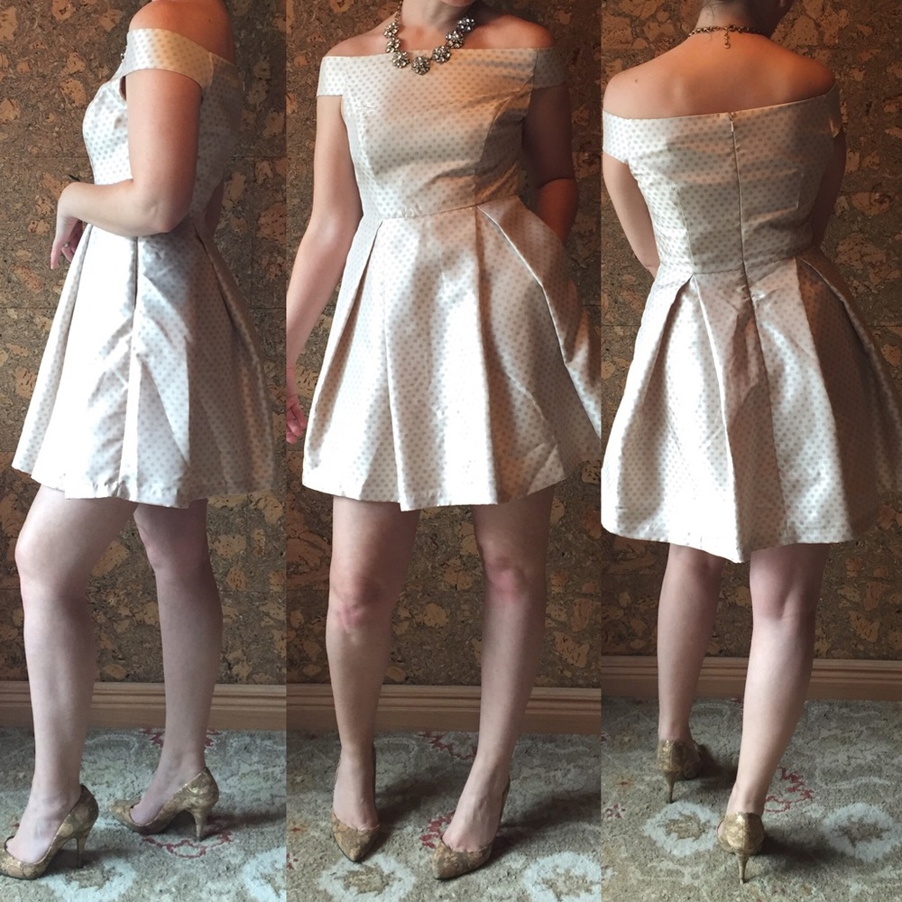 ModCloth ivory tone on tone polka dot party dress