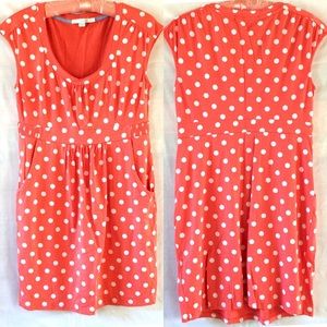 Boden Peach Pink White Polka Dots Women Dress Cute