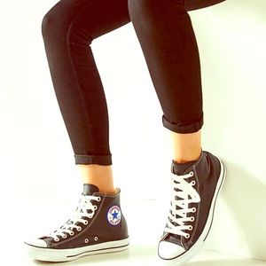 100% Authentic real leather high top converse