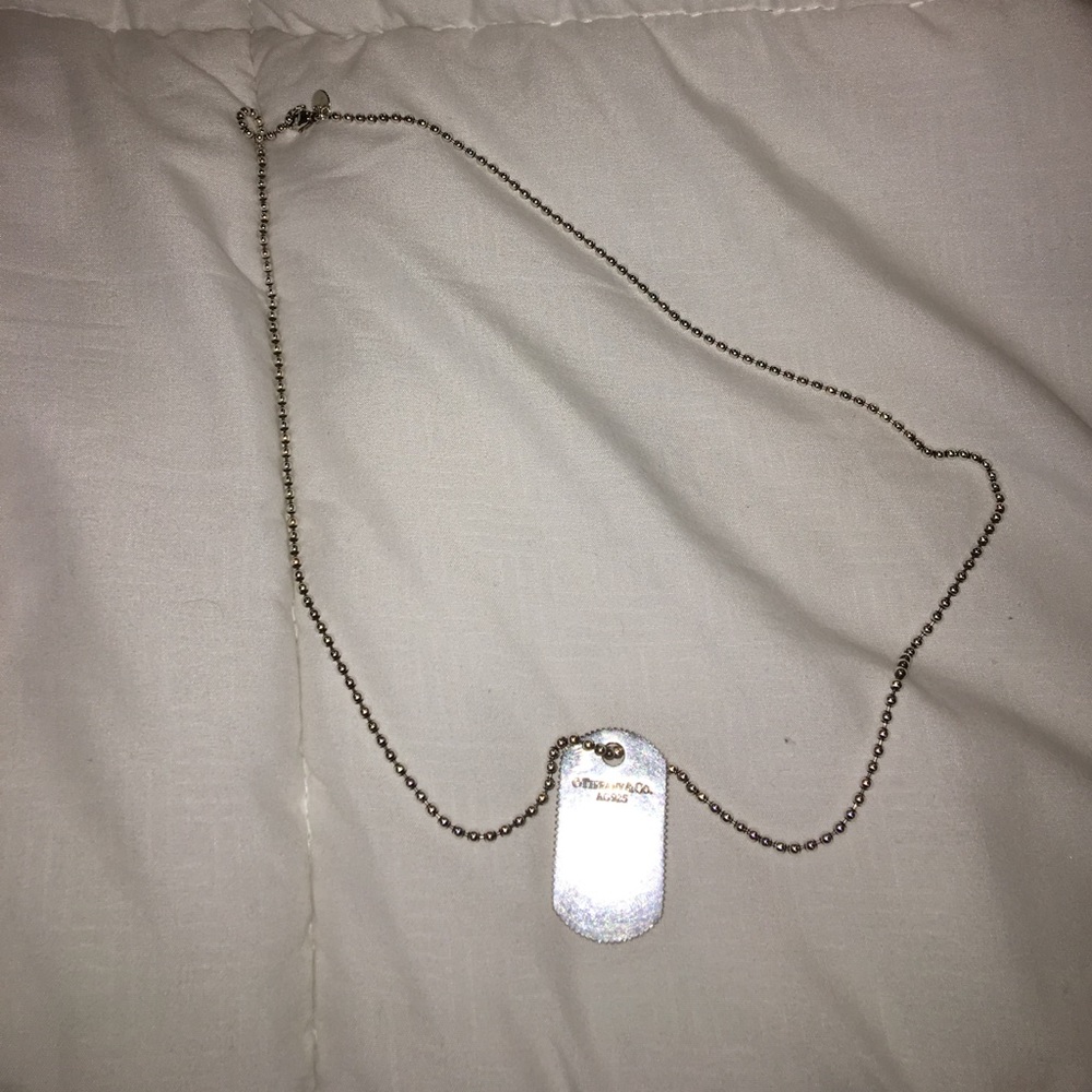 Auth Tiffany&Co Silver Coin Edge Dog Tag Necklace
