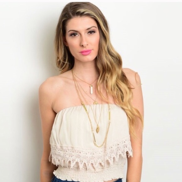 DONATING MAKE ANY OFFER Crochet Strapless Crop Top - Picture 2 of 5