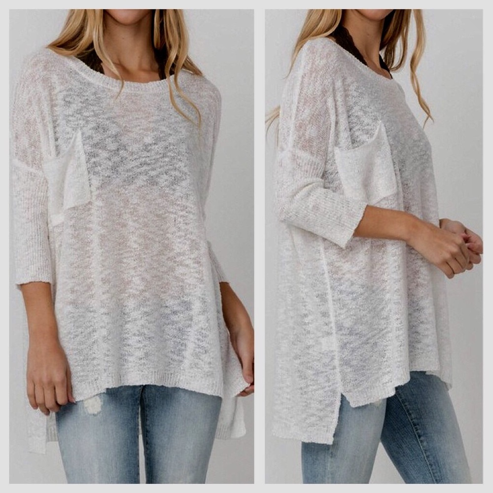 LAST 2 // Cream Pocket Knit Sweater