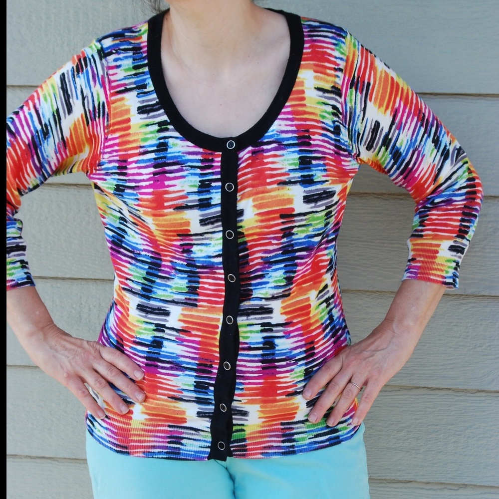 Multicolored Black Trim Sweater