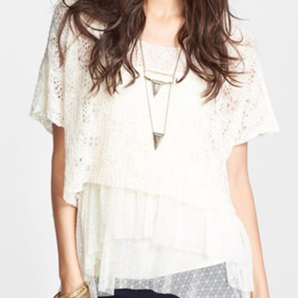 Free People Luna twofer knitted cream Top Shirt