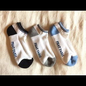 ❤️PHAT FARM MENS White Blue No Shows Socks❤️