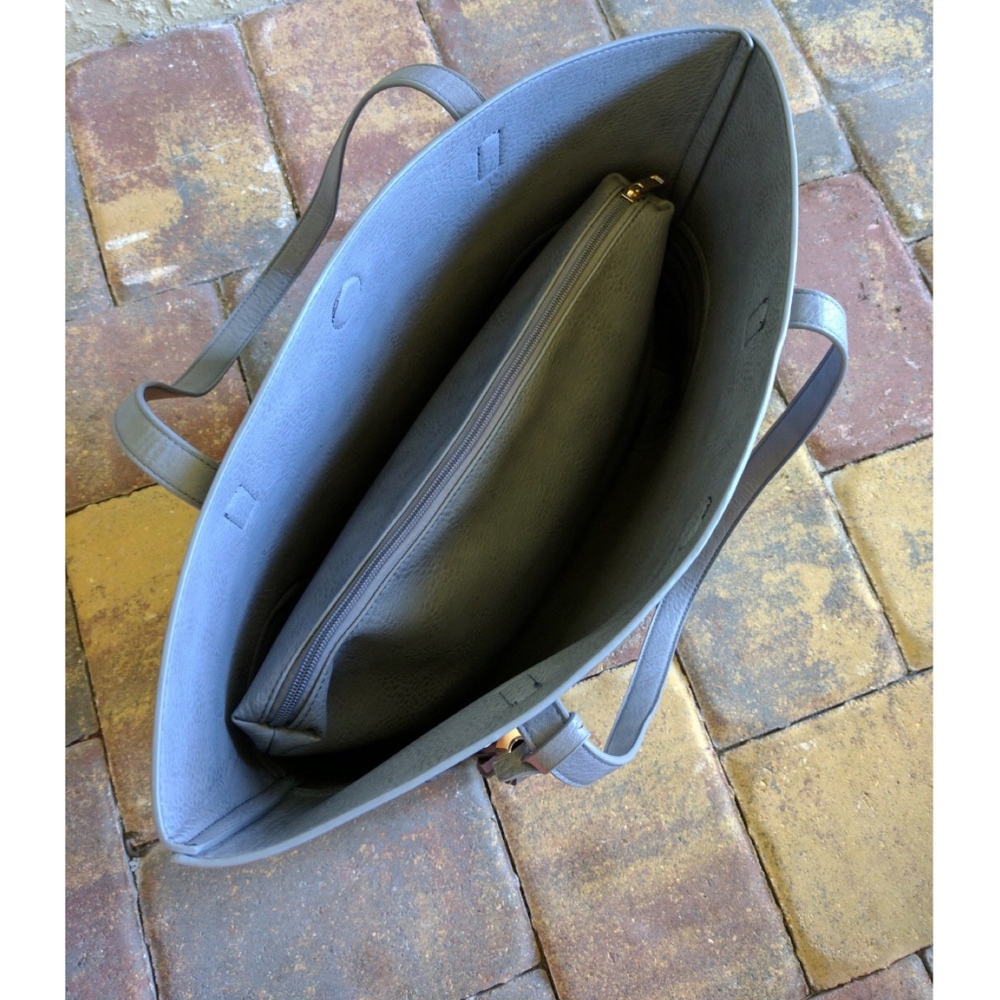 2 Bags! Steel Blue Tote Bag & Cosmetic Case Tassel - Picture 7 of 7