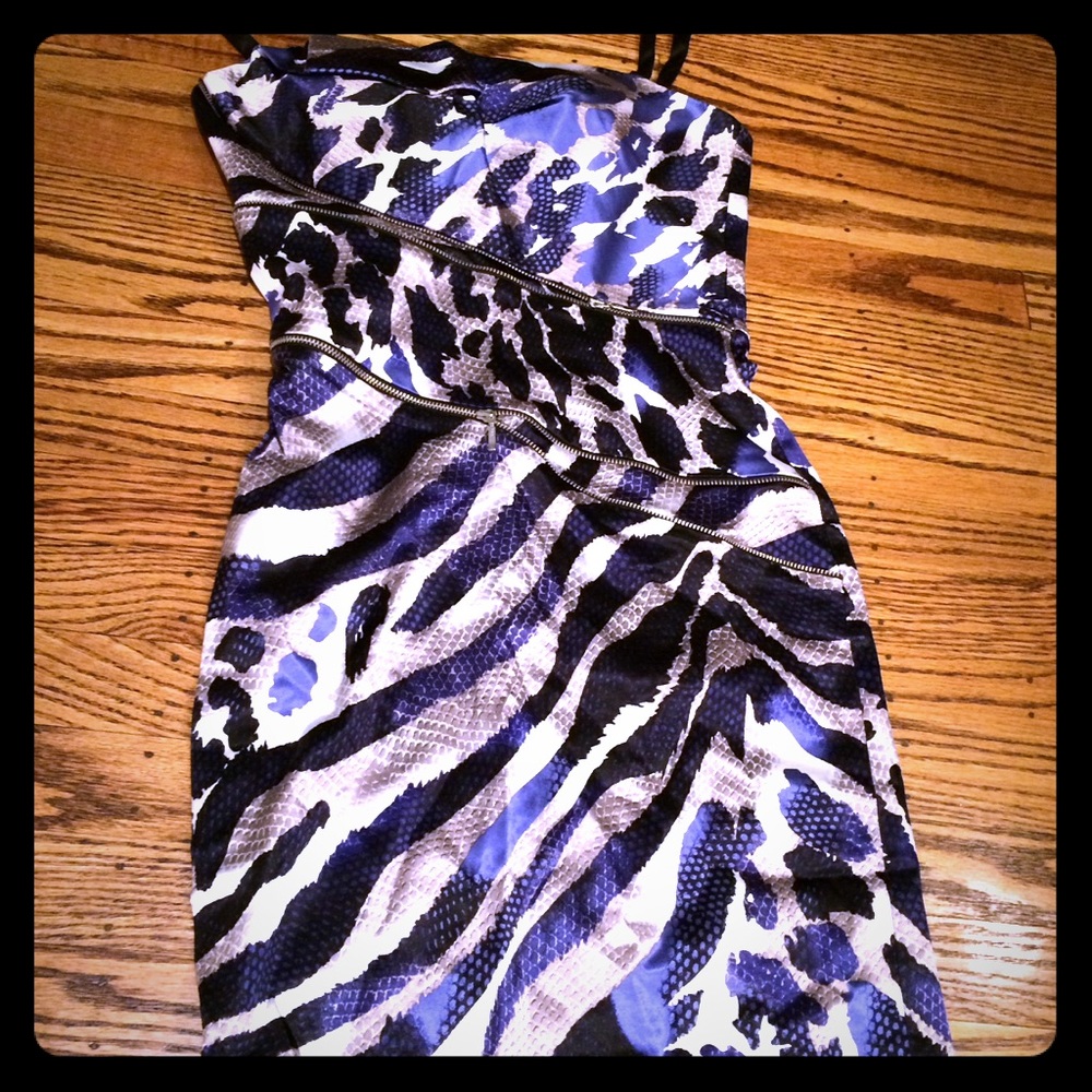 Dina Bar-El dress in blue and silver print