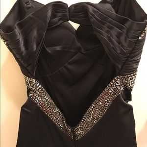 Black mermaid v backless sweep prom cocktail dress