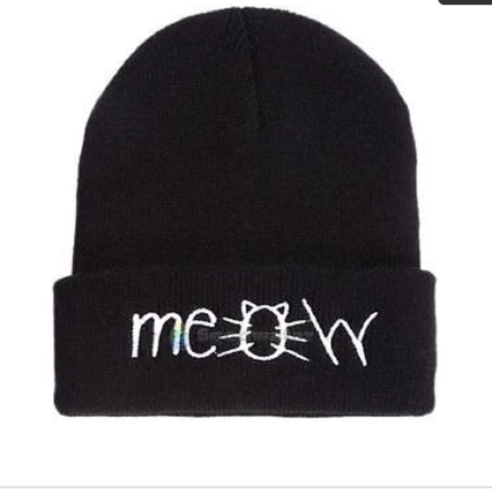 Meow Black Beanie