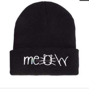Meow Black Beanie
