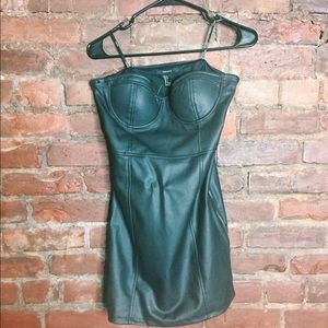 Bustier Sleeveless Faux Leather Dress.