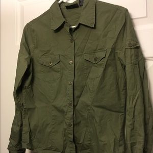 Army green button down shirt