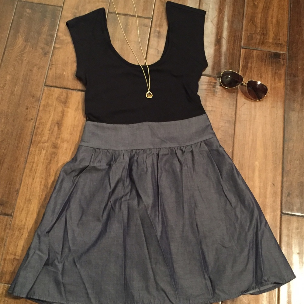 Express black and chambray sundress
