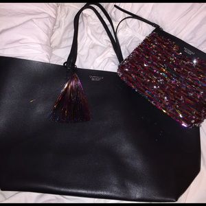 Victoria's Secret tote and makeup bag