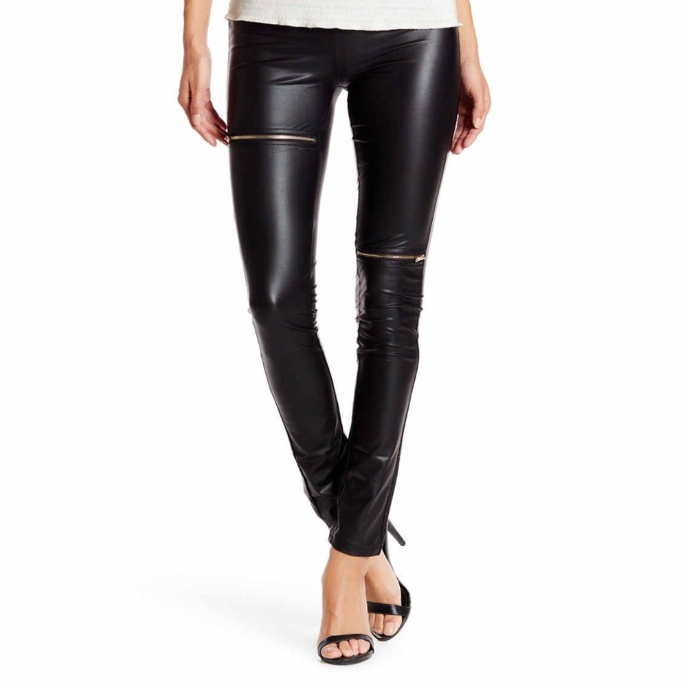 Faux Leather Zip Leggings