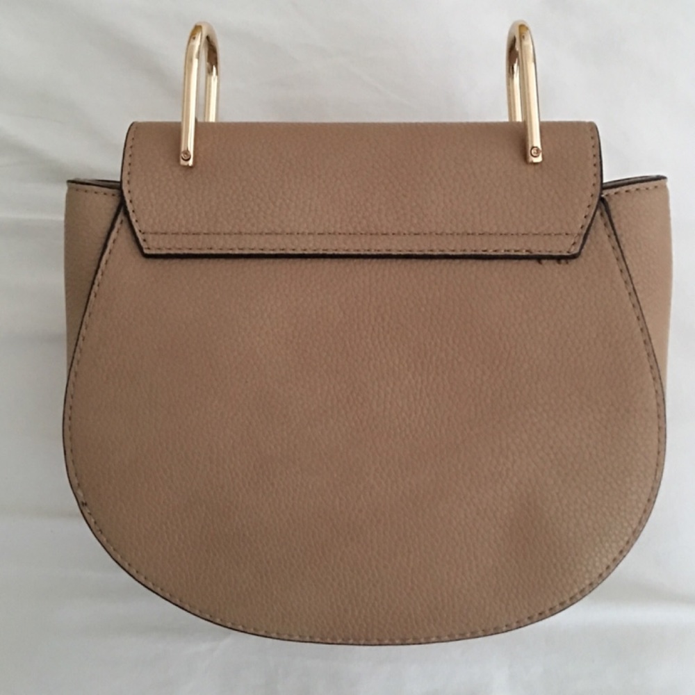 Taupe Saddle Bag with Goldtone Hardware - Picture 3 of 4