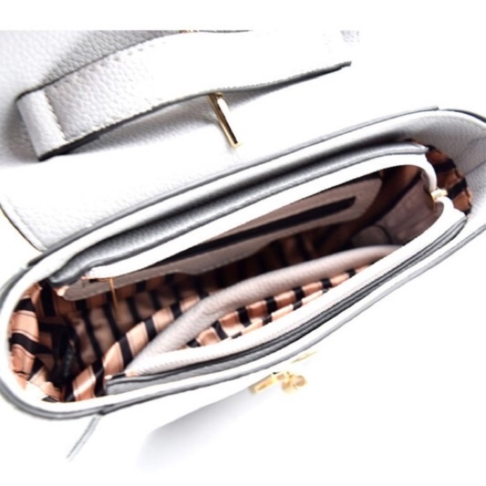 Taupe Saddle Bag with Goldtone Hardware - Picture 4 of 4