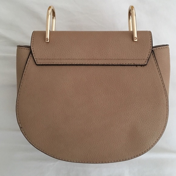 Taupe Saddle Bag with Goldtone Hardware - Picture 3 of 4