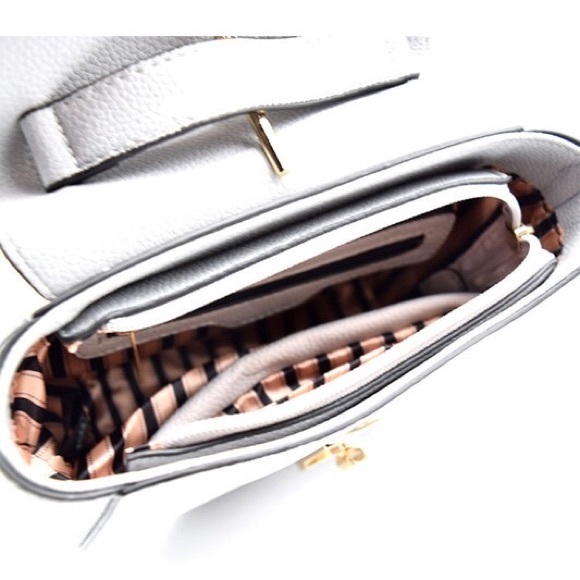 Taupe Saddle Bag with Goldtone Hardware - Picture 4 of 4