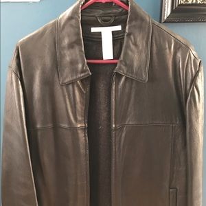 Men's Perry Ellis Leather Jacket, Black, Large