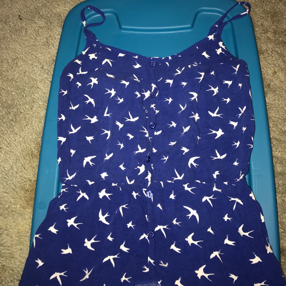 Blue and White Bird Tank