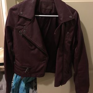 Maroon blank NYC Moto jacket
